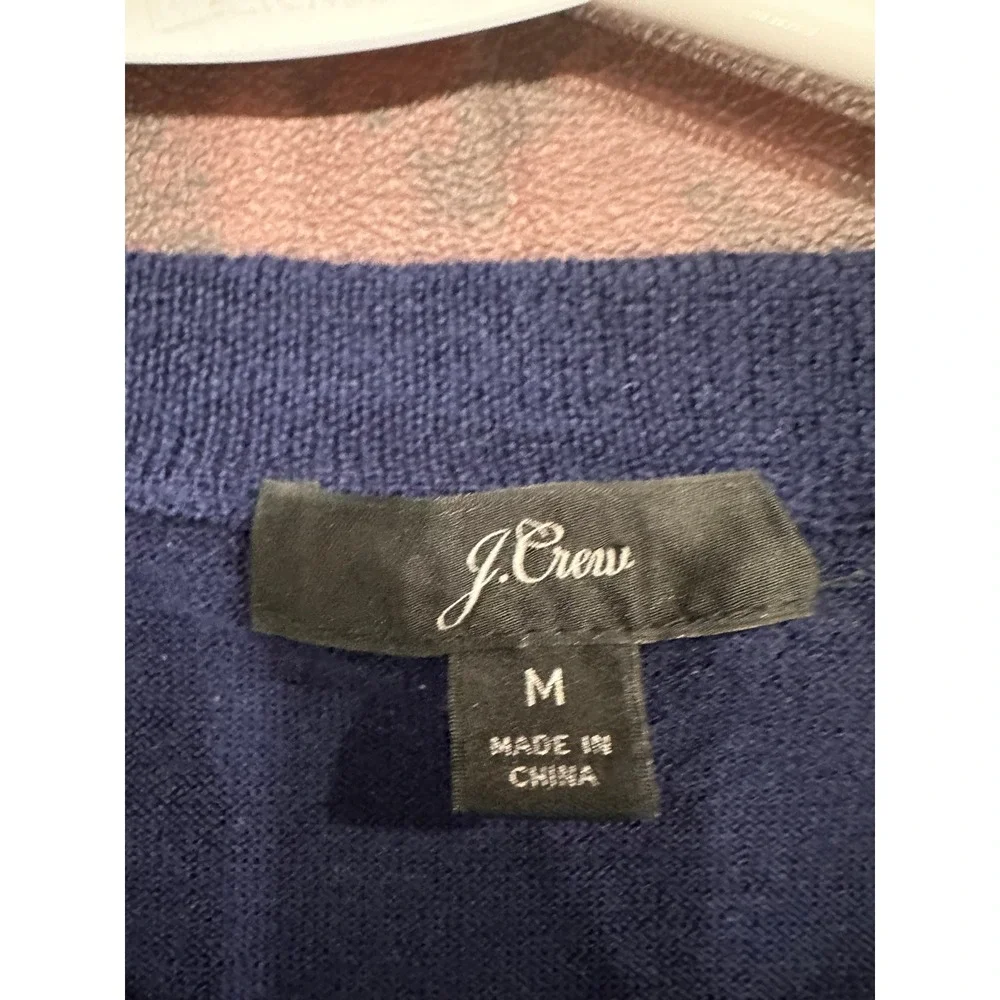 J.Crew Navy Blue 100% Merino Wool Crewneck Sweater Medium Long Sleeve